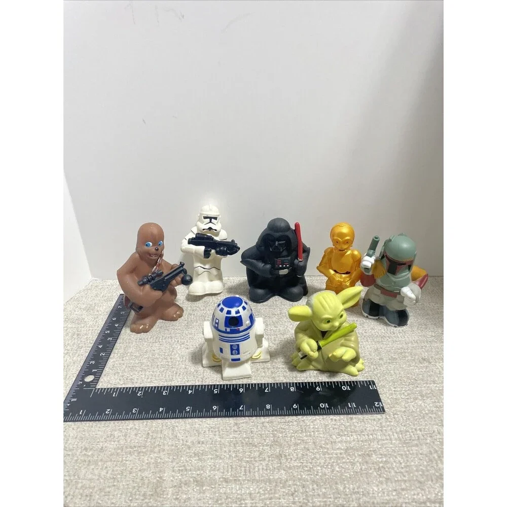 Disney Star Wars Figures Lot Of 8 Squeeze Toys Figures With Case 2008